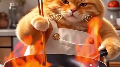 Orange Cat and Fried Fish
