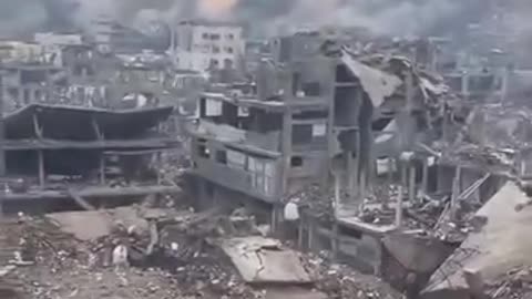 Gaza while an Air Strike Already just a waste land