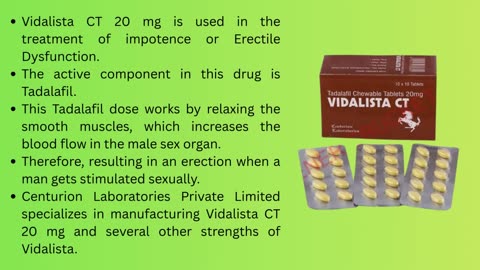 Vidalista CT 20mg (Tadalafil) – Chewable Tablets