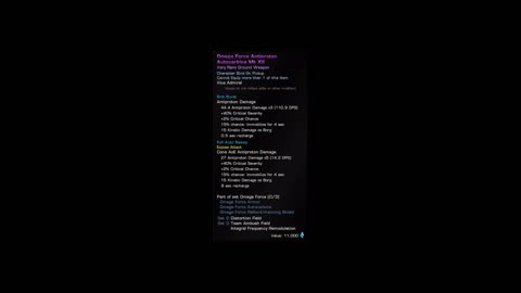 Omega Force Rep Rewards, Personal Shield, Anti-Proton Auto-Carbine