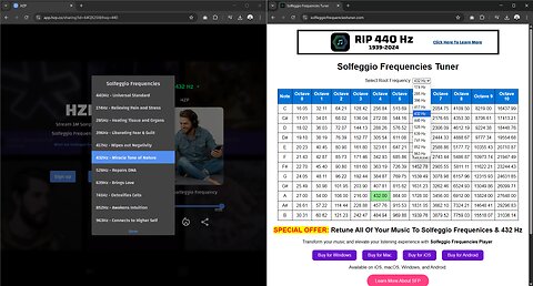 Retuning 440 Hz Pure Tone To All 9 Solfeggio Frequencies + 432 Hz