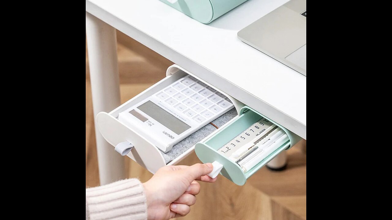 Self-Adhesive Under-Deck Sliding Drawer Organizer, for Cables, Pens, Erasers, Rulers & More