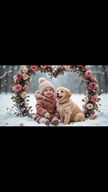 Winter Cuties: Baby and Puppy Share Heartwarming Moments! ❄️❤️🐶
