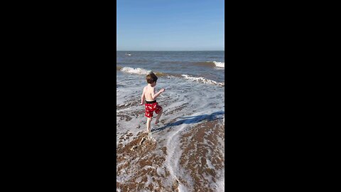 First time in the sea for my kids
