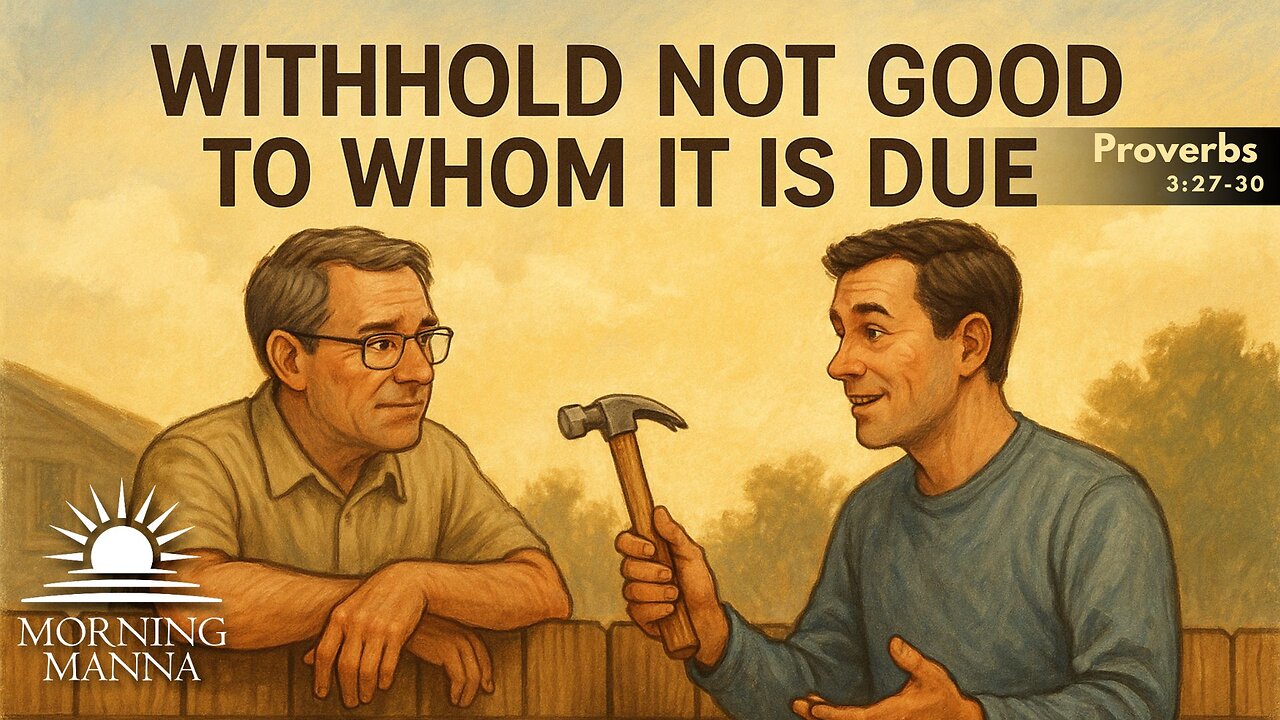 Morning Manna - June 16, 2025 - Proverbs 3:27-30 - Withhold Not Good to Whom It Is Due