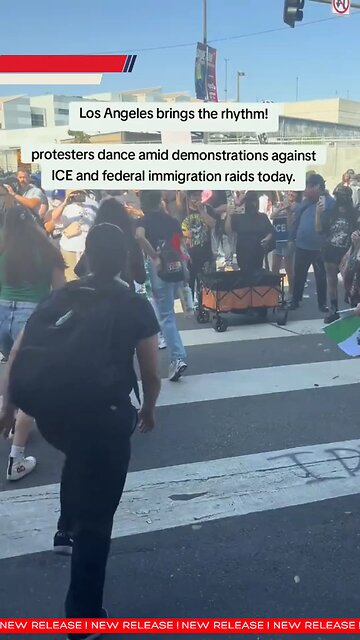 Protesters dance amid tense ICE standoff in LA, blending resistance with rhythm. #japdmedia #ICE