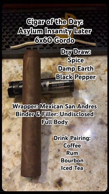 Asylum Insanity Later 6x60 Gordo #YTShorts #Shorts #YTShort #Short #CigarOfTheDay #Review