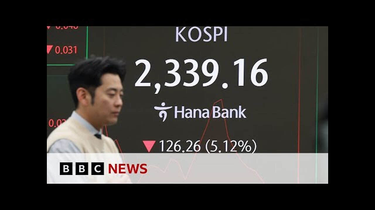Asian shares slump as shockwaves from Trump tariffs rock global markets | BBC News
