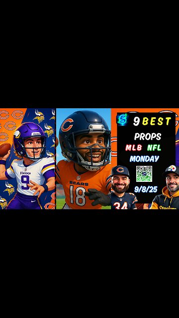 🏈 9 BEST VIKINGS vs BEARS MONDAY NIGHT FOOTBALL PICKS | WEEK 1 | MLB PROPS | WNBA PROPS