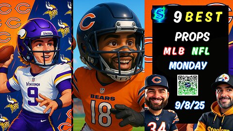 🏈 9 BEST VIKINGS vs BEARS MONDAY NIGHT FOOTBALL PICKS | WEEK 1 | MLB PROPS | WNBA PROPS