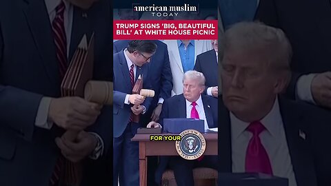 Trump signs 'Big, Beautiful Bill' at White House picnic.