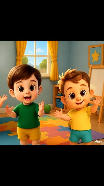 "Cheerful Kids in a Playroom"