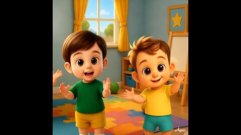 "Cheerful Kids in a Playroom"