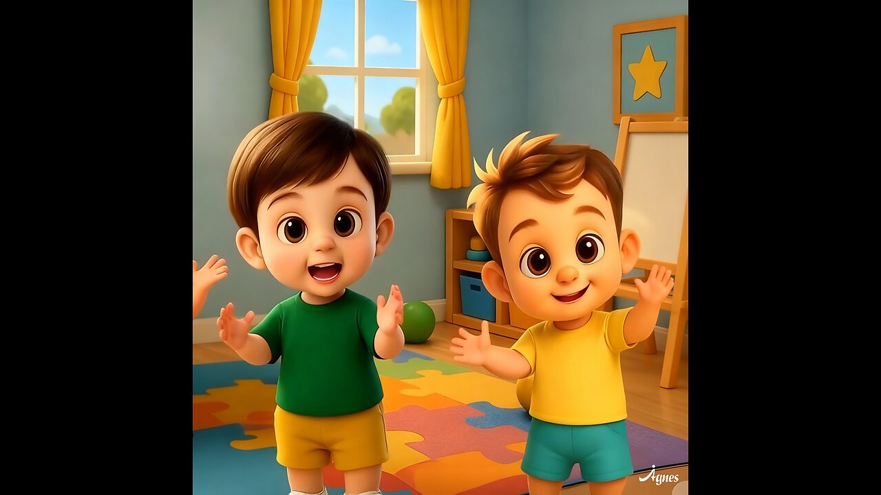 "Cheerful Kids in a Playroom"