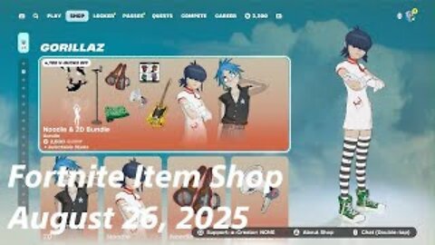 Fortnite Item Shop|August 26, 2025(*New* Gorillaz Bundle)