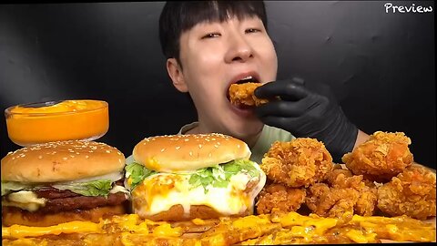 Fried chicken and cheeseburgers
