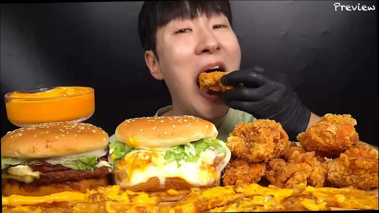 Fried chicken and cheeseburgers