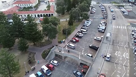 MOMENT: Drone video shows Sydney's Bondi Beach shooter on bridge