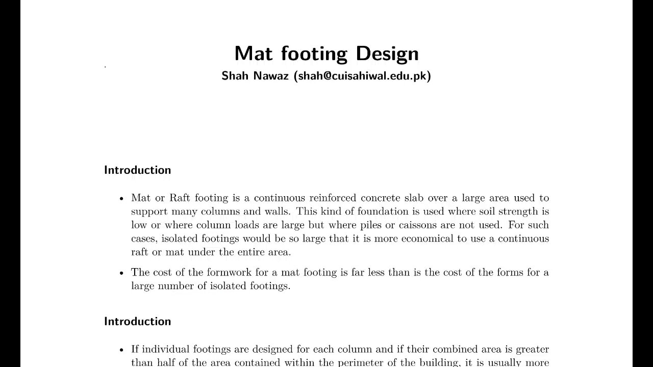 Introduction to design of mat footing