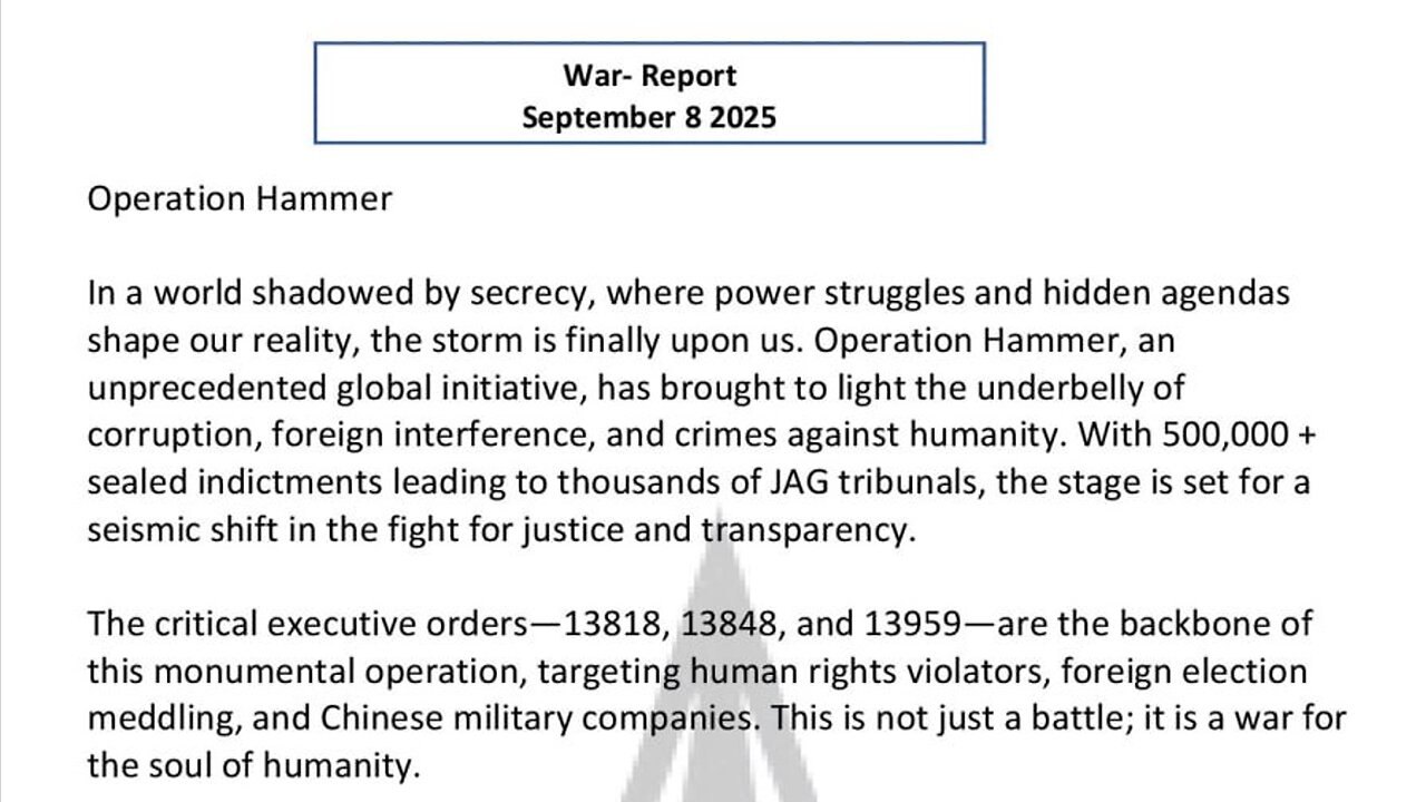 WAR REPORT - SEPT 08 2025 - OPERATION HAMMER