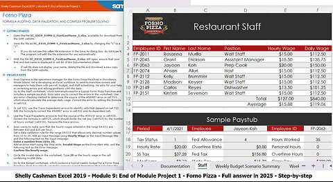Shelly Cashman Excel 2019 | Module 9: End of Module Project 1 | Forno Pizza (Full answer in 2025)
