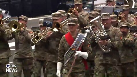 SFC Drew Gansz Drum Major 42nd ID Band at Army 250th Birthday Parade