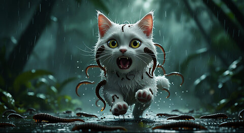 The white cat surviving from leeches in a rainforest. #kitty #kittenrescue #animalfriends