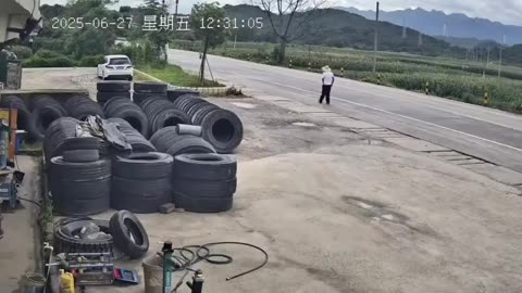 Caution, truck wheel arch