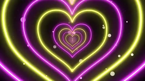 💛💜💛 Neon purple & yellow heart tunnel loop Background | 8 Hour TV romantic wallpaper