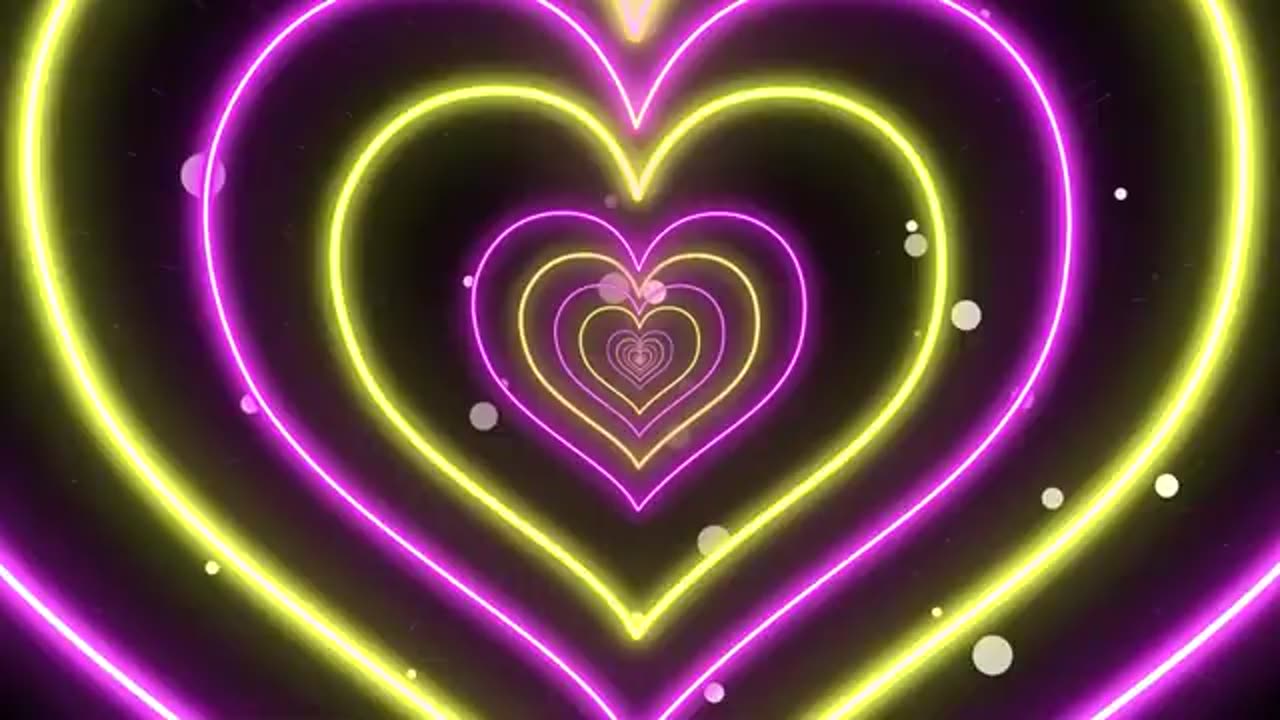 💛💜💛 Neon purple & yellow heart tunnel loop Background | 8 Hour TV romantic wallpaper
