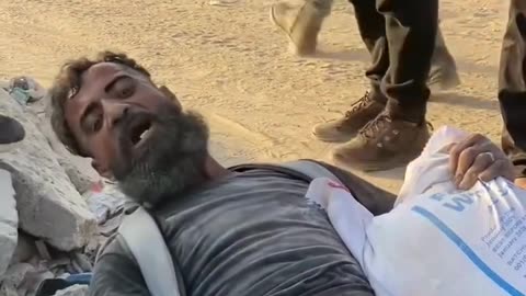 A man's foot was crushed by an aid truck carrying flour
