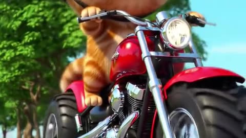Ai cat riding a bike
