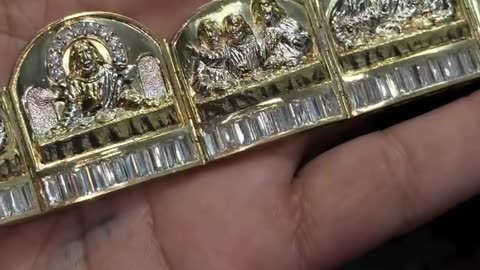 Real 10K Gold 8.75” Last Supper Bracelet