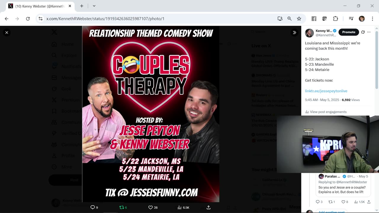 Comedian Jesse Peyton live in studio