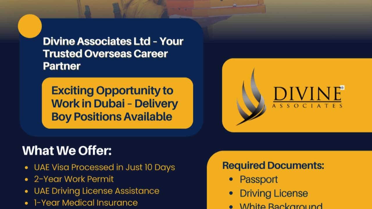 Dubai Calling: Delivery Job Openings with Divine Associates Ltd