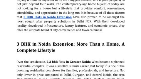 Buy 3 BHK flats in Noida Extension with Modern Lifestyle