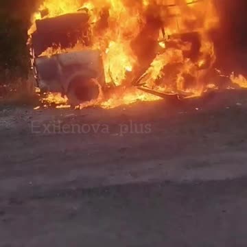 Russian Soldier Films Their Burning Truck