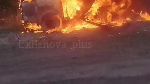 Russian Soldier Films Their Burning Truck