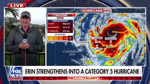 Hurricane Erin becomes more powerful, reaching Category 5.