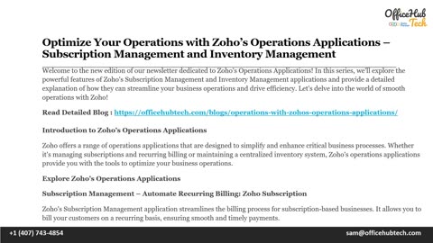 Optimize Your Operations with Zoho’s Operations Applications
