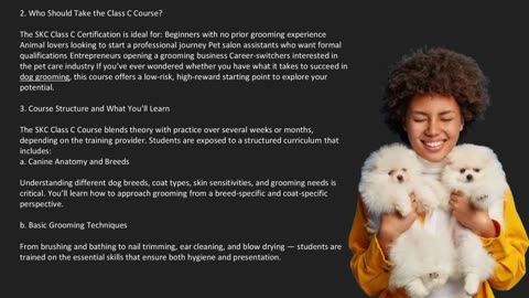 Understanding the SKC Class C Certification Course: The First Step in Your Grooming Career