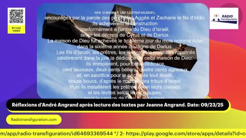 Réflexions d'André Angrand après lecture des textes par Jeanne Angrand. Date: 09/23/25