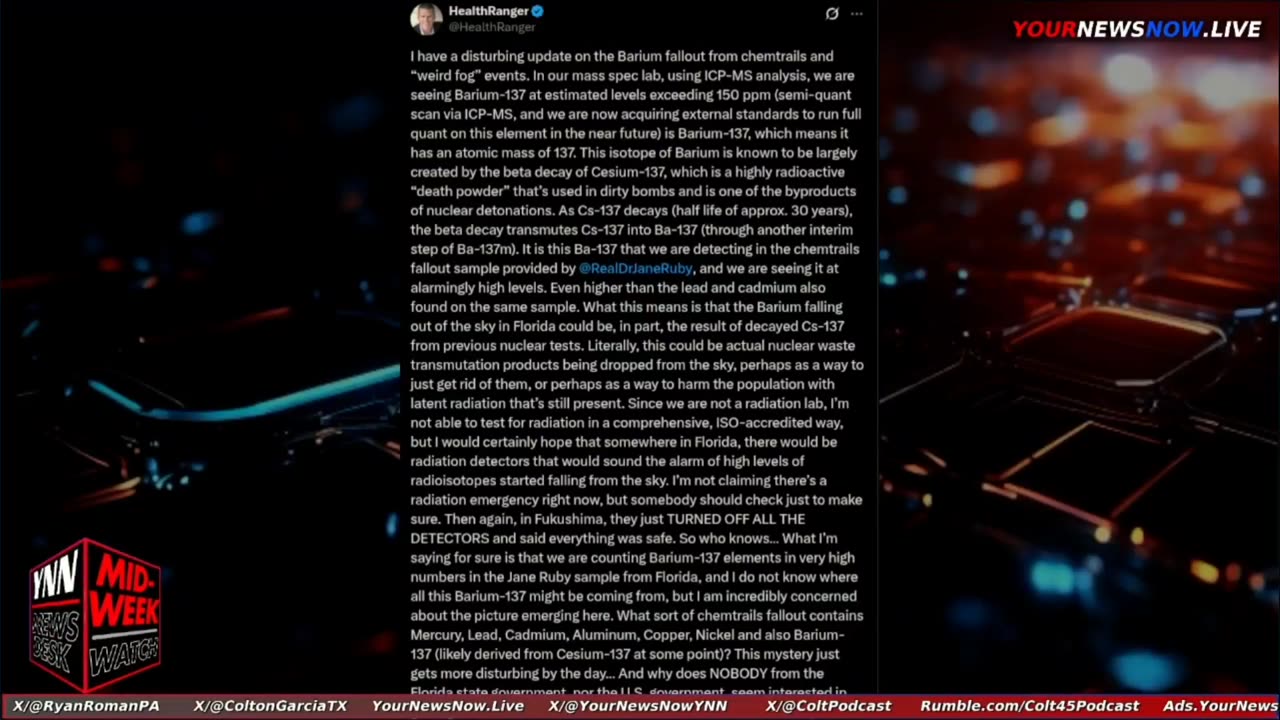 Mike Adams Discovers Radioactive "death dust" from chemtrail planes