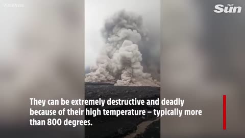 Terrifying moment gigantic volcano spews 54,000ft ash cloud forcing people to run for their lives