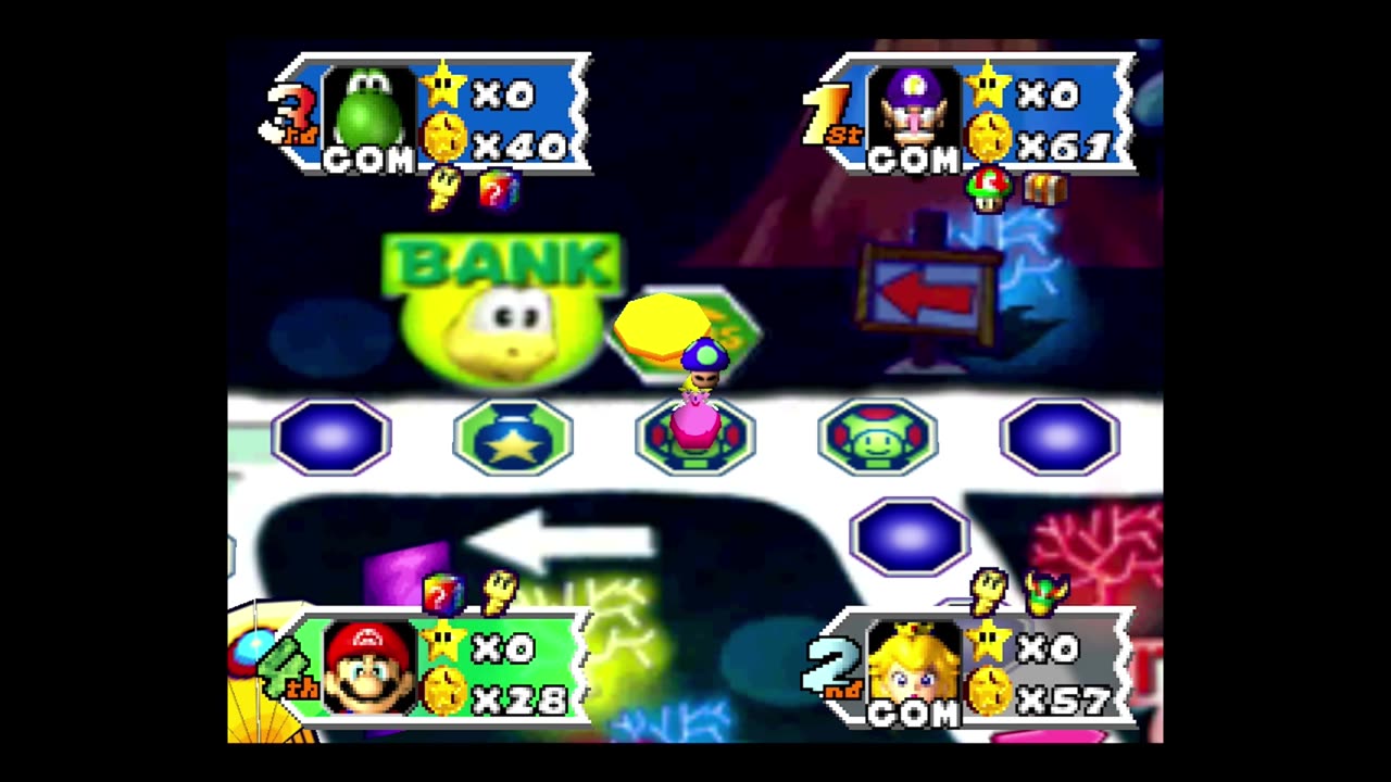 #MarioParty3 Deep Bloober Sea 35 Turn Game Hard AI Part Four