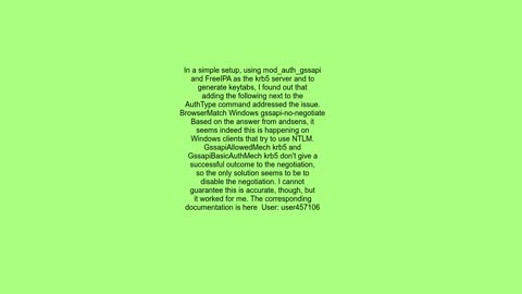 Apache2, Kerberos gss_accept_sec_context() failed An unsupported mechanism was requested