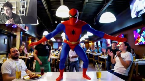 Spider-Man Dancing On The Table At Greek Restaurant Fake Funny Parody Video