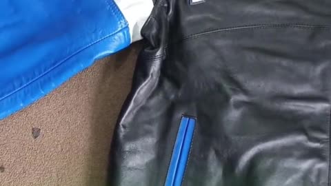 Pelle Pelle Black Blue Leather Varsity Jacket Men’s Studded Hip Hop Bomber Coat Rare