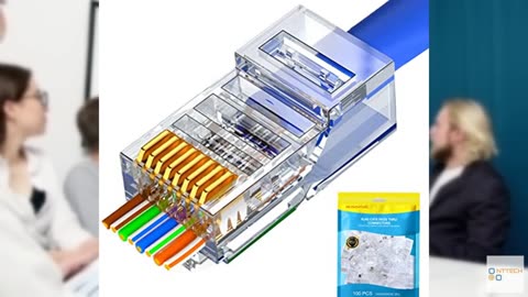 PETECHTOOL RJ45 Cat6 Cat5 Connectors Ends Gold Plated 8P8C Ethernet Pass Through