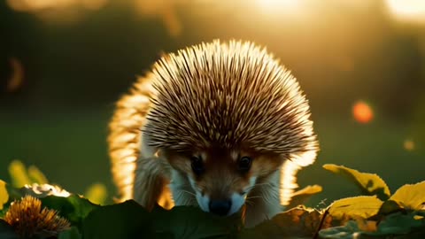 Realistic Pup-Hedgehog: A tiny dog with soft, lifelike hedgehog quill...